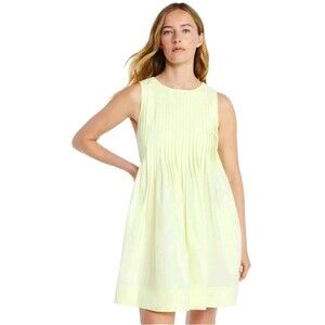 Free Assembly Sleeveless Pleated Woven Mini Dress Light Neon Yellow Women's